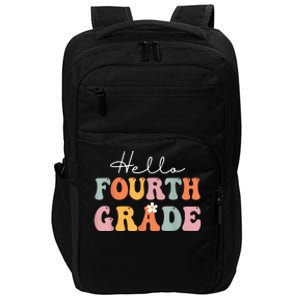 Hello Fourth Grade Back To School Groovy Teacher Student Impact Tech Backpack