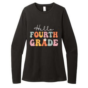 Hello Fourth Grade Back To School Groovy Teacher Student Womens CVC Long Sleeve Shirt