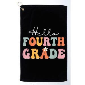 Hello Fourth Grade Back To School Groovy Teacher Student Platinum Collection Golf Towel