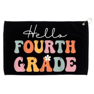 Hello Fourth Grade Back To School Groovy Teacher Student Grommeted Golf Towel