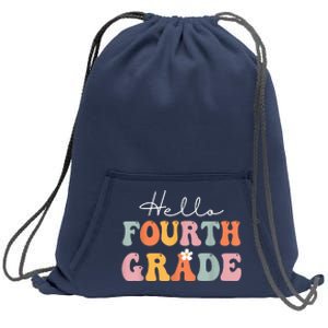 Hello Fourth Grade Back To School Groovy Teacher Student Sweatshirt Cinch Pack Bag