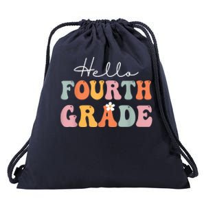 Hello Fourth Grade Back To School Groovy Teacher Student Drawstring Bag