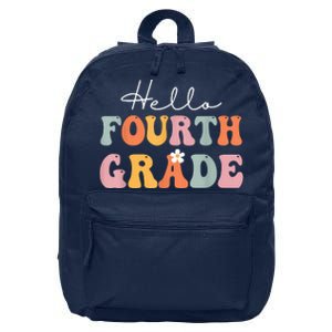 Hello Fourth Grade Back To School Groovy Teacher Student 16 in Basic Backpack