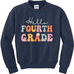 Hello Fourth Grade Back To School Groovy Teacher Student Kids Sweatshirt