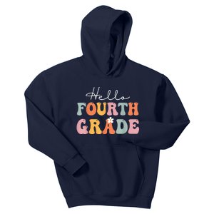 Hello Fourth Grade Back To School Groovy Teacher Student Kids Hoodie