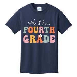 Hello Fourth Grade Back To School Groovy Teacher Student Kids T-Shirt