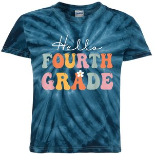 Hello Fourth Grade Back To School Groovy Teacher Student Kids Tie-Dye T-Shirt