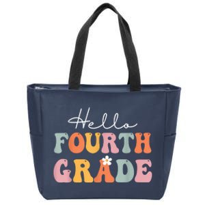 Hello Fourth Grade Back To School Groovy Teacher Student Zip Tote Bag