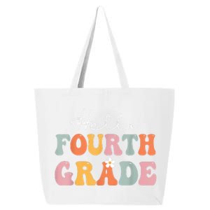 Hello Fourth Grade Back To School Groovy Teacher Student 25L Jumbo Tote