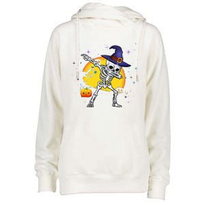 Halloween Funny Gift Dabbing Skeleton Witch Meaningful Gift Womens Funnel Neck Pullover Hood