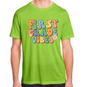 Hippie First Grade Vibes Retro Groovy First Day Of School Gift Adult ChromaSoft Performance T-Shirt