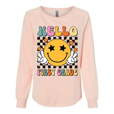 Hello First Grade Team 1st Grade Teacher Girl Back To School Womens California Wash Sweatshirt