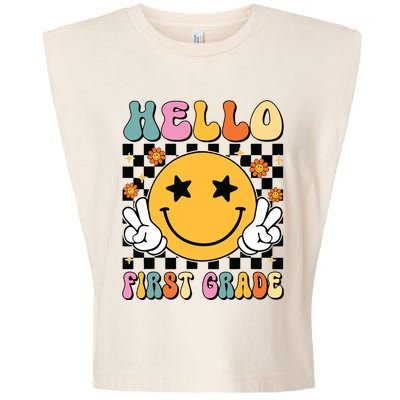 Hello First Grade Team 1st Grade Teacher Girl Back To School Garment-Dyed Women's Muscle Tee