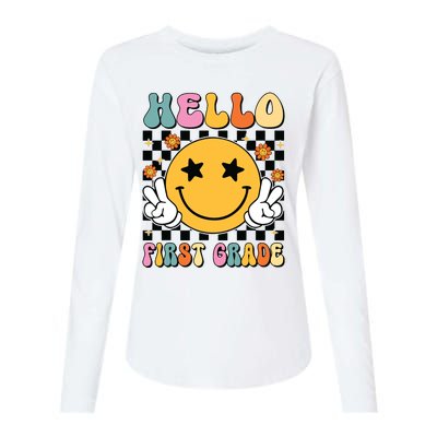 Hello First Grade Team 1st Grade Teacher Girl Back To School Womens Cotton Relaxed Long Sleeve T-Shirt