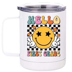 Hello First Grade Team 1st Grade Teacher Girl Back To School 12 oz Stainless Steel Tumbler Cup