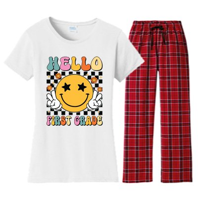 Hello First Grade Team 1st Grade Teacher Girl Back To School Women's Flannel Pajama Set