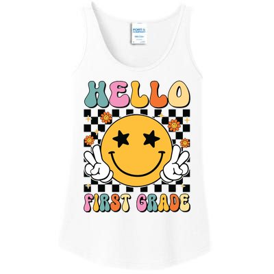 Hello First Grade Team 1st Grade Teacher Girl Back To School Ladies Essential Tank