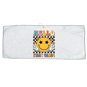 Hello First Grade Team 1st Grade Teacher Girl Back To School Large Microfiber Waffle Golf Towel