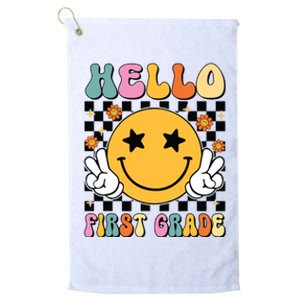 Hello First Grade Team 1st Grade Teacher Girl Back To School Platinum Collection Golf Towel