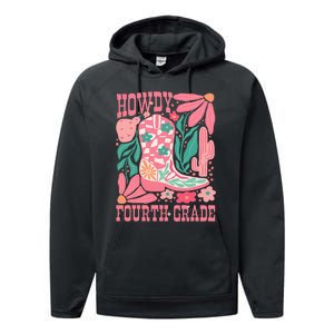 Howdy Fourth Grade Western 4th Grade Teacher Cowboy Cowgirl Performance Fleece Hoodie