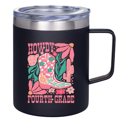 Howdy Fourth Grade Western 4th Grade Teacher Cowboy Cowgirl 12oz Stainless Steel Coffee Mug