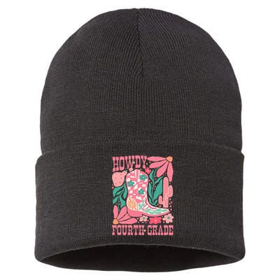 Howdy Fourth Grade Western 4th Grade Teacher Cowboy Cowgirl Sustainable Knit Beanie
