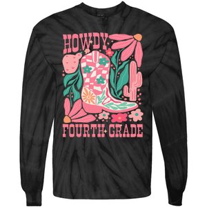 Howdy Fourth Grade Western 4th Grade Teacher Cowboy Cowgirl Tie-Dye Long Sleeve Shirt