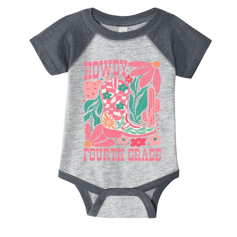 Howdy Fourth Grade Western 4th Grade Teacher Cowboy Cowgirl Infant Baby Jersey Bodysuit