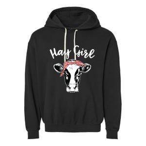 Hay Farmer Gift Cattle Cow Lovers Garment-Dyed Fleece Hoodie