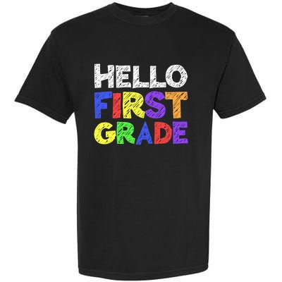 Hello First Grade 1st Grade Back To School Garment-Dyed Heavyweight T-Shirt