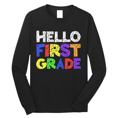 Hello First Grade 1st Grade Back To School Long Sleeve Shirt