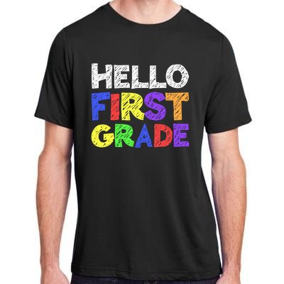 Hello First Grade 1st Grade Back To School Adult ChromaSoft Performance T-Shirt