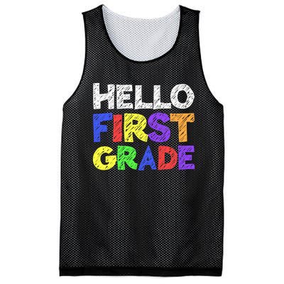 Hello First Grade 1st Grade Back To School Mesh Reversible Basketball Jersey Tank