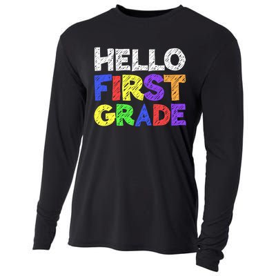 Hello First Grade 1st Grade Back To School Cooling Performance Long Sleeve Crew