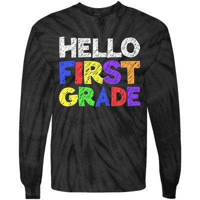 Hello First Grade 1st Grade Back To School Tie-Dye Long Sleeve Shirt