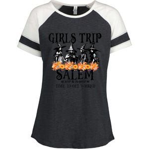 Halloween Funny Girl Trip Salem Time To Get Witch Gift Enza Ladies Jersey Colorblock Tee