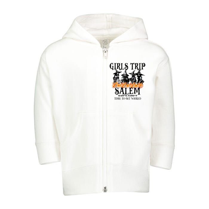 Halloween Funny Girl Trip Salem Time To Get Witch Gift Toddler Zip Fleece Hoodie