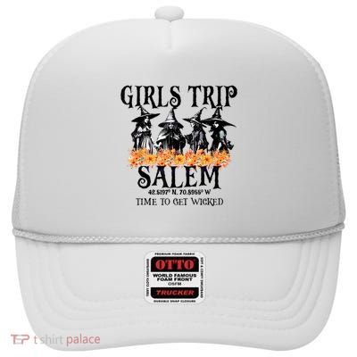 Halloween Funny Girl Trip Salem Time To Get Witch Gift High Crown Mesh Back Trucker Hat