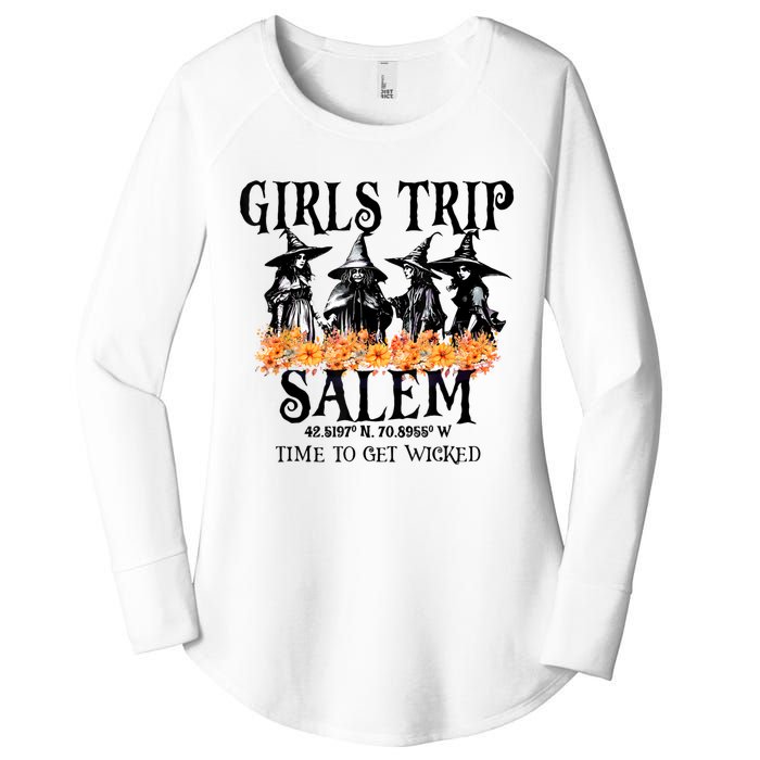 Halloween Funny Girl Trip Salem Time To Get Witch Gift Women's Perfect Tri Tunic Long Sleeve Shirt