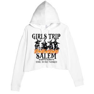 Halloween Funny Girl Trip Salem Time To Get Witch Gift Crop Fleece Hoodie