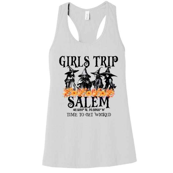 Halloween Funny Girl Trip Salem Time To Get Witch Gift Women's Racerback Tank