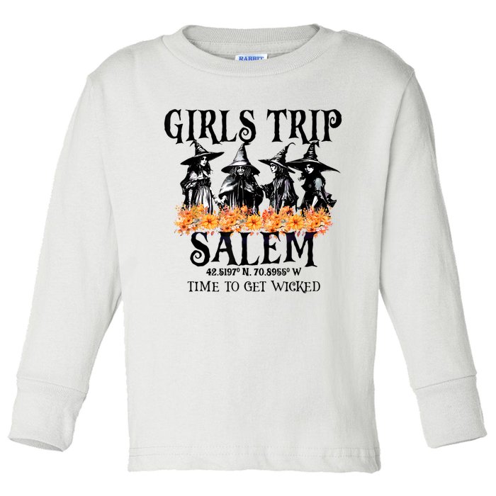 Halloween Funny Girl Trip Salem Time To Get Witch Gift Toddler Long Sleeve Shirt