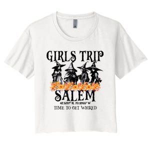 Halloween Funny Girl Trip Salem Time To Get Witch Gift Women's Crop Top Tee