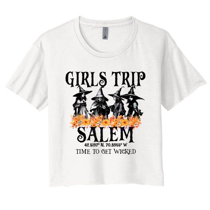 Halloween Funny Girl Trip Salem Time To Get Witch Gift Women's Crop Top Tee