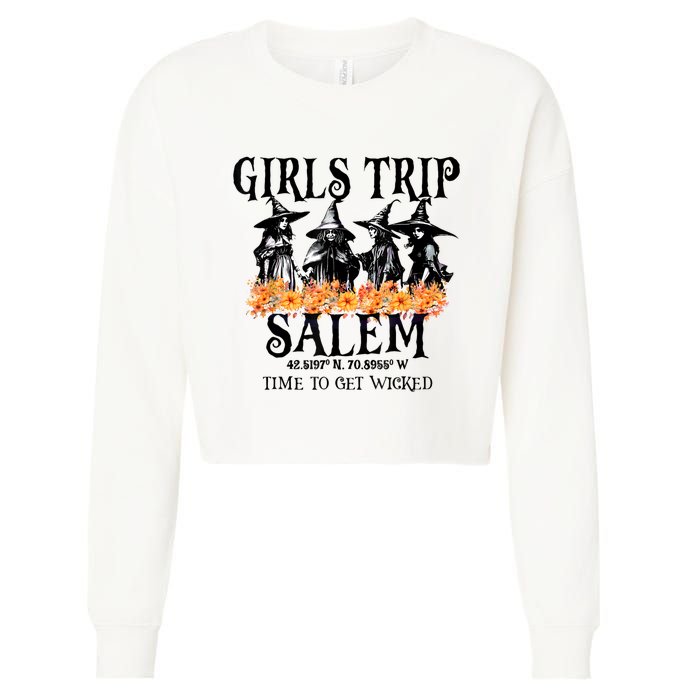 Halloween Funny Girl Trip Salem Time To Get Witch Gift Cropped Pullover Crew