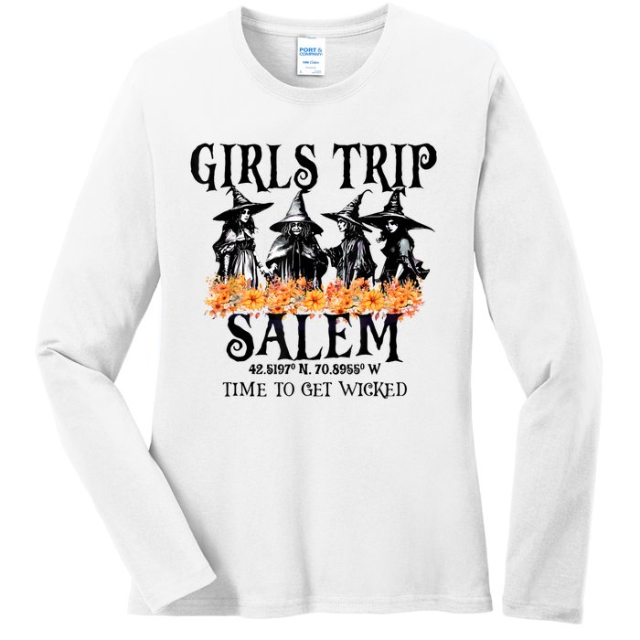 Halloween Funny Girl Trip Salem Time To Get Witch Gift Ladies Long Sleeve Shirt