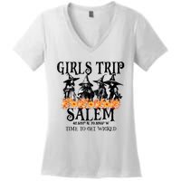 Halloween Funny Girl Trip Salem Time To Get Witch Gift Women's V-Neck T-Shirt