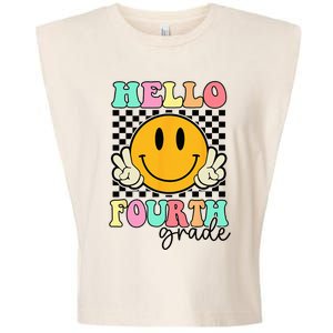 Hello Fourth Grade Retro Smile Team 4th Grade Back to School Garment-Dyed Women's Muscle Tee