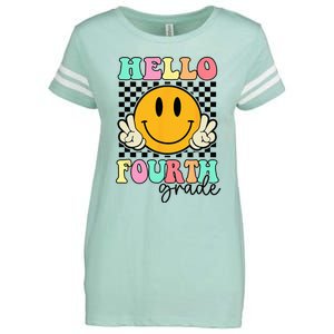 Hello Fourth Grade Retro Smile Team 4th Grade Back to School Enza Ladies Jersey Football T-Shirt