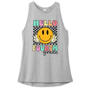 Hello Fourth Grade Retro Smile Team 4th Grade Back to School Ladies PosiCharge Tri-Blend Wicking Tank